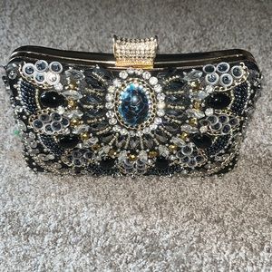 Black jeweled clutch